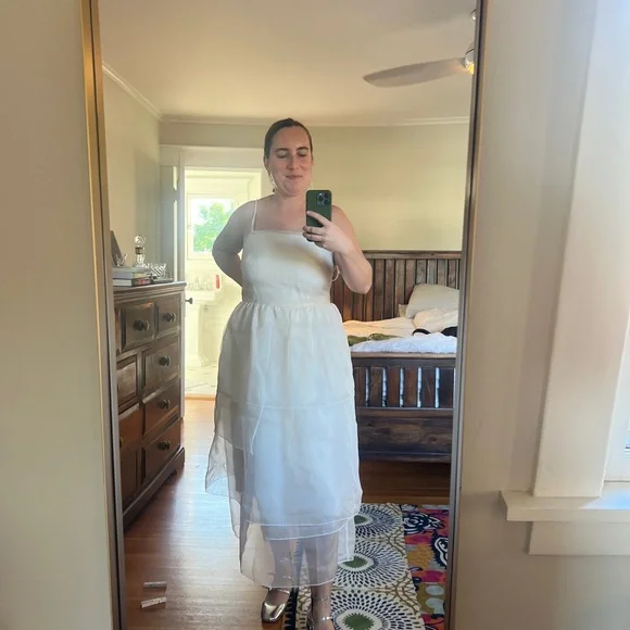 Casual Ivory Midi Wedding Dress - Picture 1 of 9